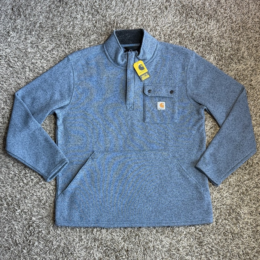 Carhartt 1/4 Zip Pocket Fleece Sweater Mens Size Large Relaxed Fit Midweight NEW
